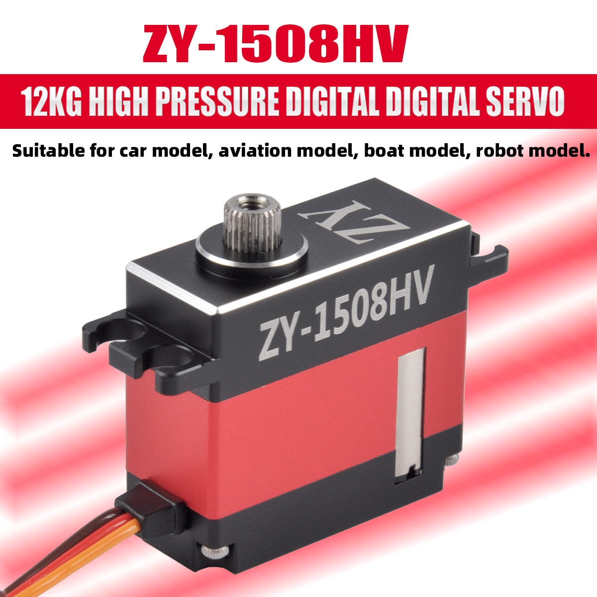 ZYHOBBY Digital Servo ZY-1508HV 12KG High Pressure Digital Servo Dual Ball Bearing Medium Servo for RC Model