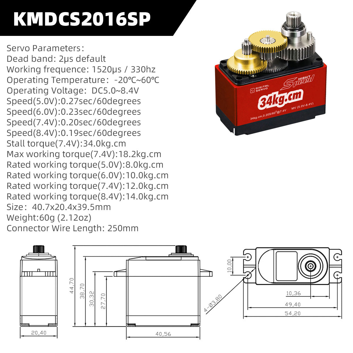 KING MAX Waterproof Digital High Voltage Servo for 28-50CC RC Airplane