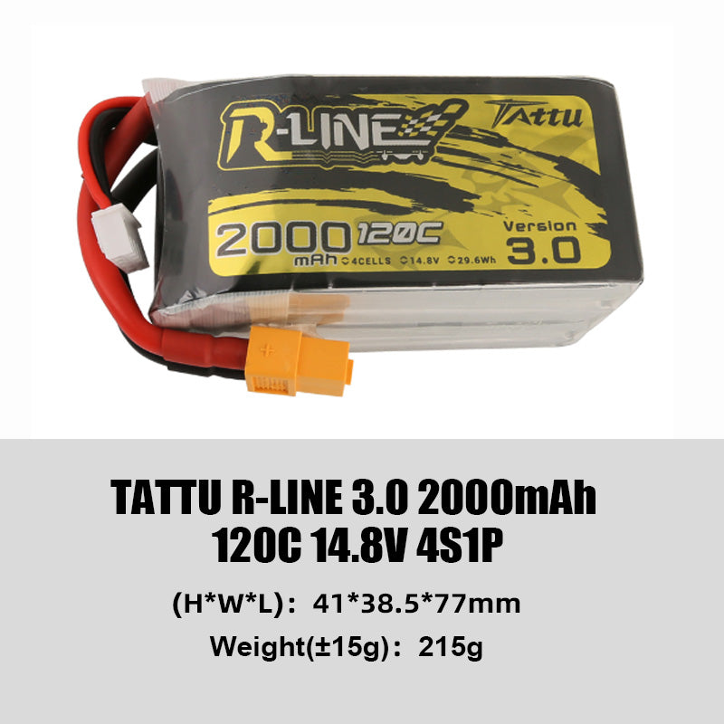 Grepow Tattu R-Line 3.0 Series 4S/6S with XT60 Plug Higher Capacity for Competitive FPV Racing