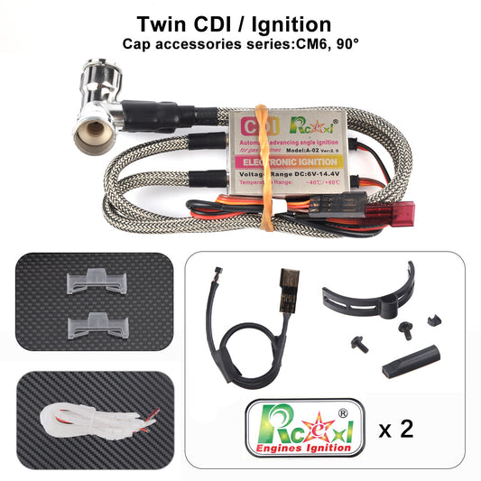 RCEXL Electric Twin Ignition w/ Hall Sensor for NGK-CM6-10MM 90 Degree 6-14.4V