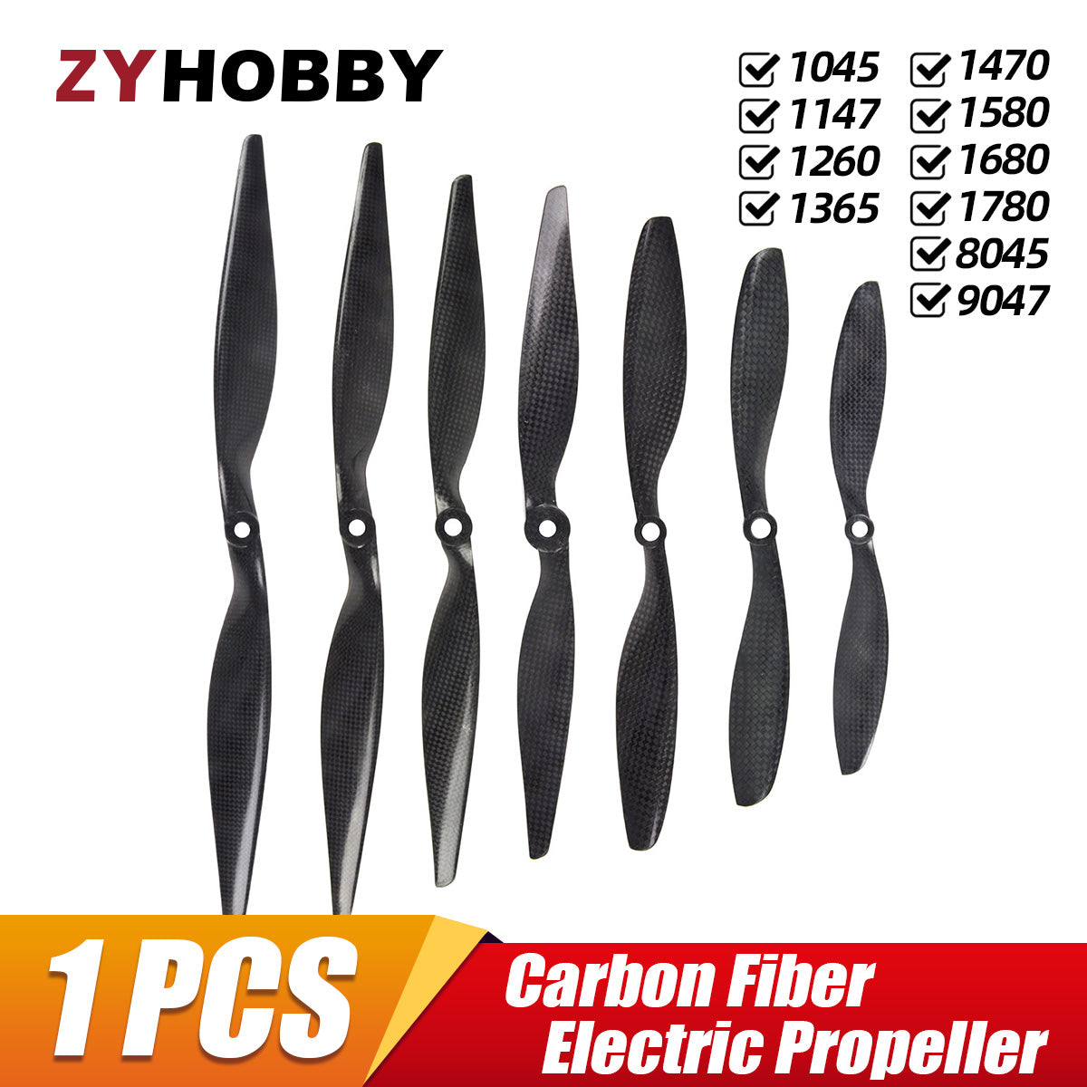 1PC Carbon Fiber Propeller 8045 9047 1045 1147 1260 1365 1470 1580 1680 1780 Props for RC Electric Airplane Model