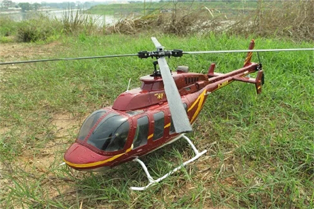 470 Red Gold RC Helicopter Fuselage B 407 ARF Kit Version Take Off