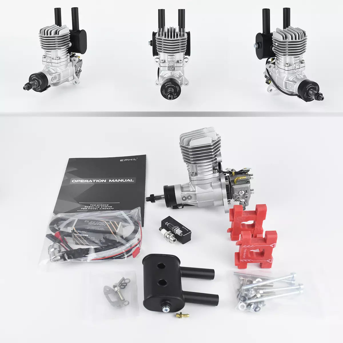 EPHIL X-Series Model Aircraft Gasoline Engine with Electric Starter Single/Twin Cylinder Side/Rear Type