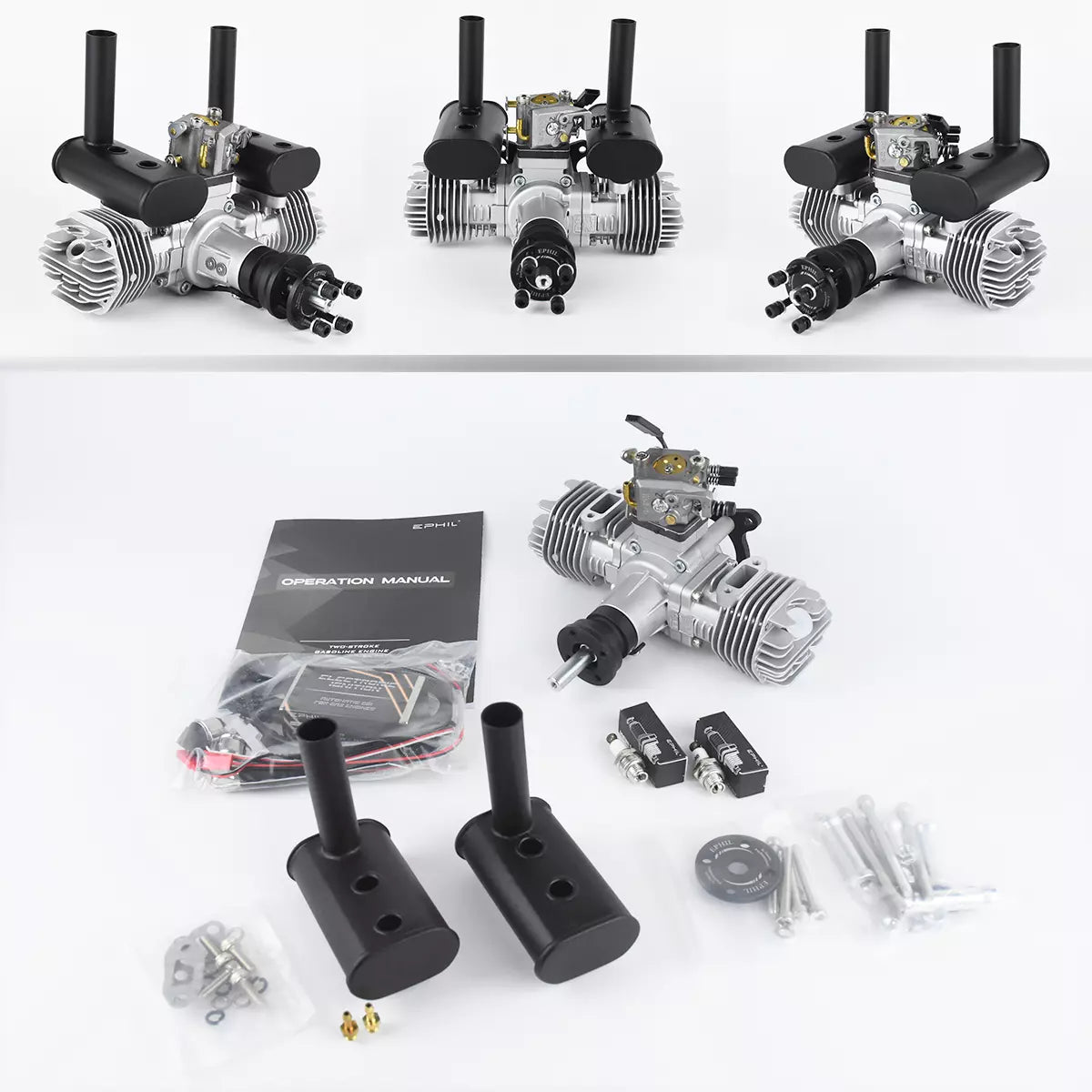 EPHIL X-Series Model Aircraft Gasoline Engine with Electric Starter Single/Twin Cylinder Side/Rear Type