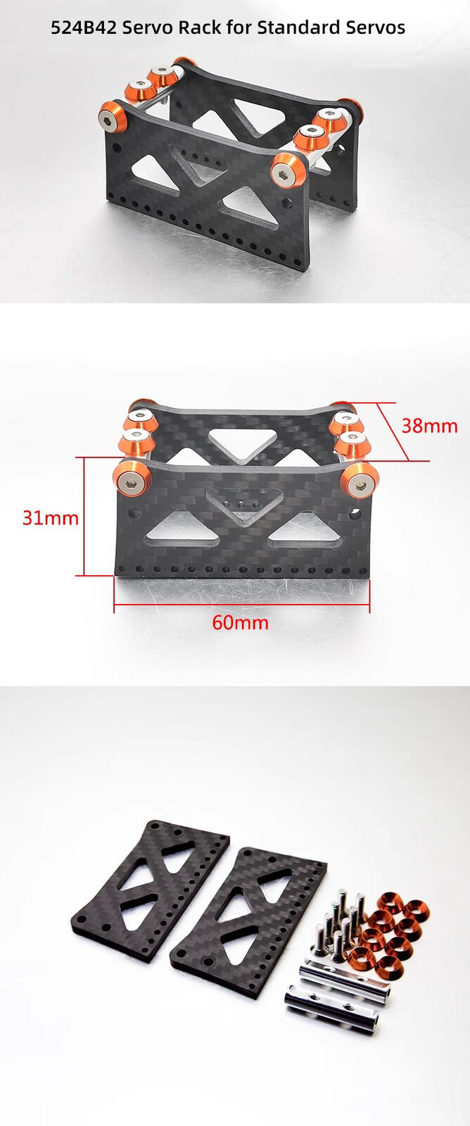 Standard servo mount for S3003 and lower servo mount (for low height servos) models rc boat