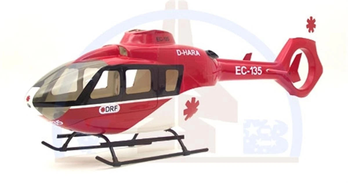 Roban 500 EC-135 Medic Version RC Helicopter Fuselage EC135 Scale Red Painting