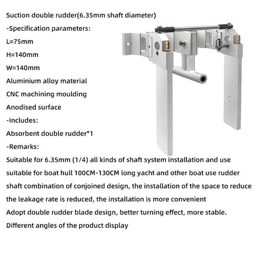 CNC machining of suction cup double rudder 6.35mm shaft diameter Alu alloy material