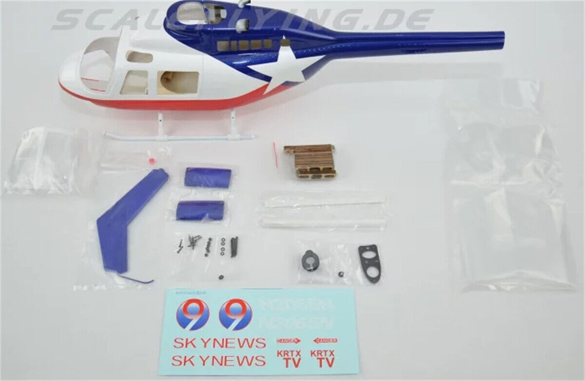 Jet Ranger News Chopper 450 B206 R/C Helicopter Fuselage 450 Size ALIGN T-REX450X