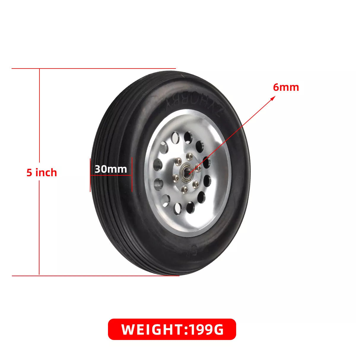 1PCS 5 inch 6inch Rubber Aluminum Wheel Hubs for RC Airplane Models