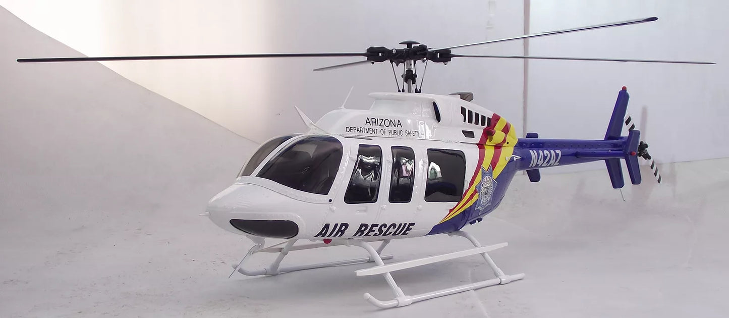 Air Rescue 470 B 407 ARF RC Helicopter Pre-Painted Fuselage 470 Size Blue White KIT Version