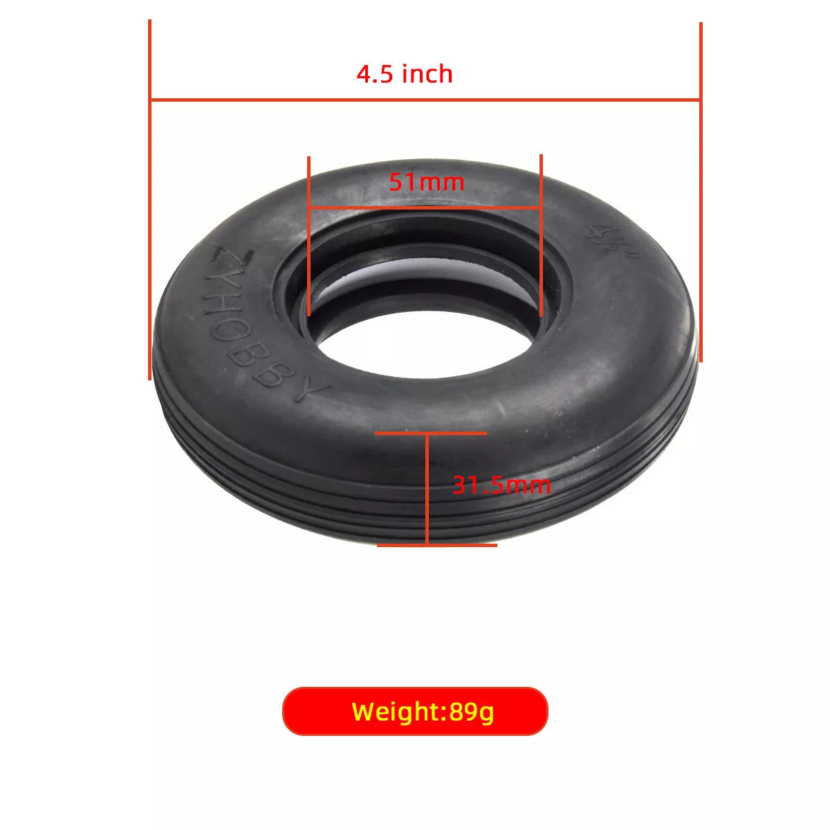 1 piece 3/3.5/4/4.5 inch rubber PU tire for RC airplane models