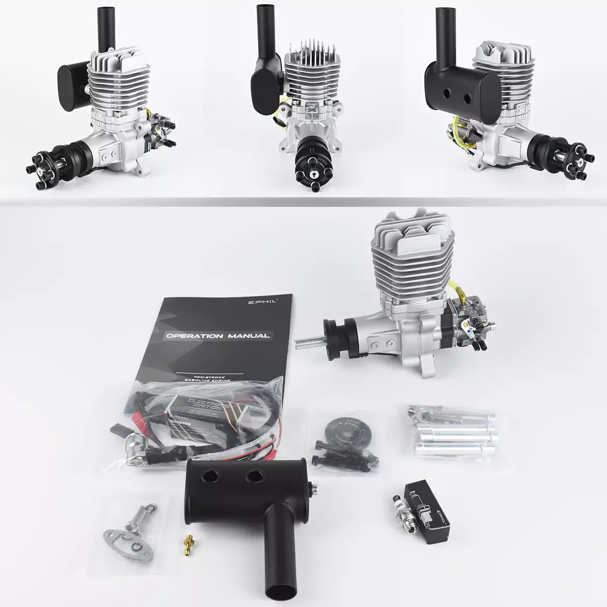 EPHIL X-Series Model Aircraft Gasoline Engine with Electric Starter Single/Twin Cylinder Side/Rear Type