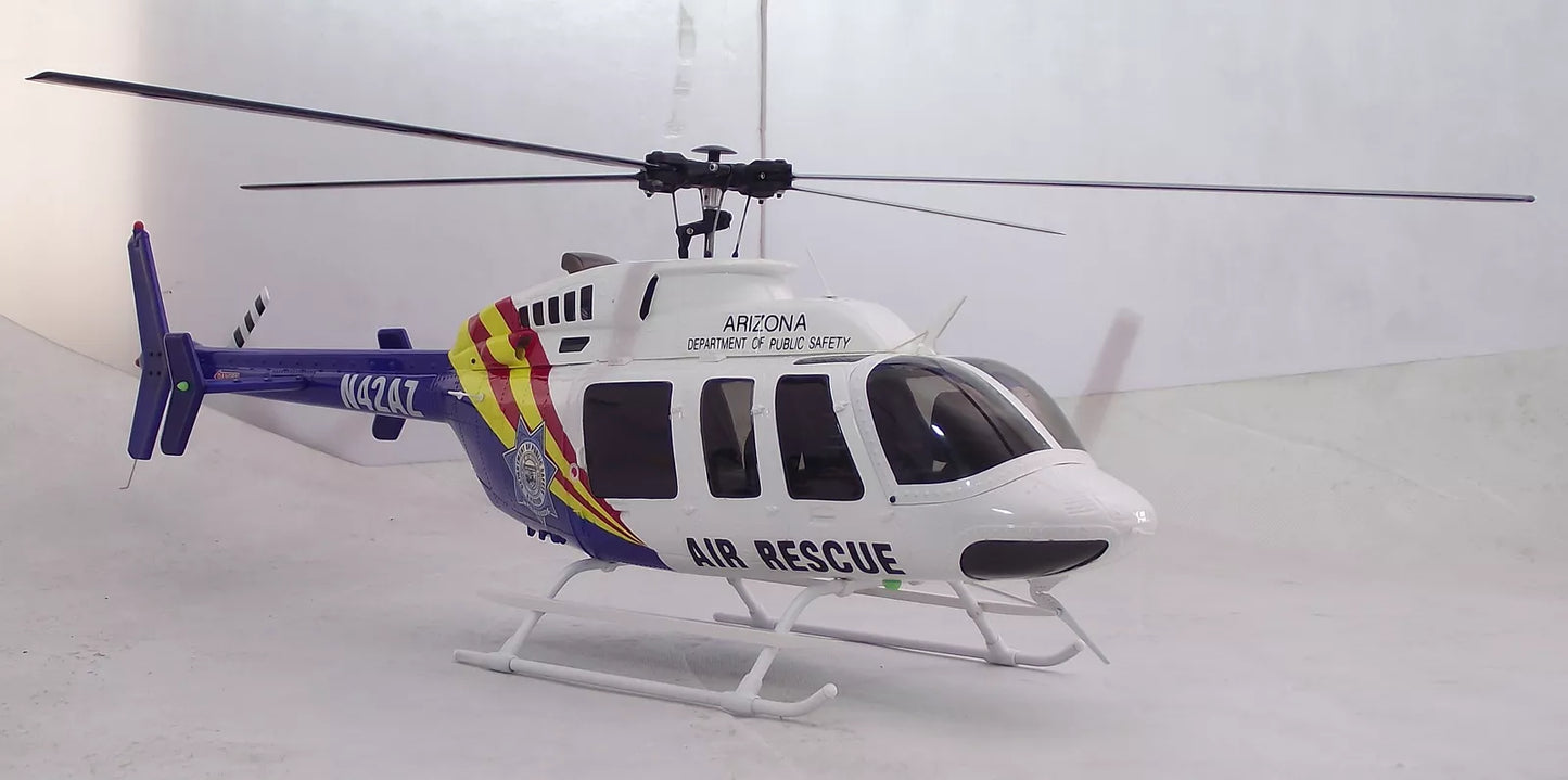 Air Rescue 470 B 407 ARF RC Helicopter Pre-Painted Fuselage 470 Size Blue White KIT Version