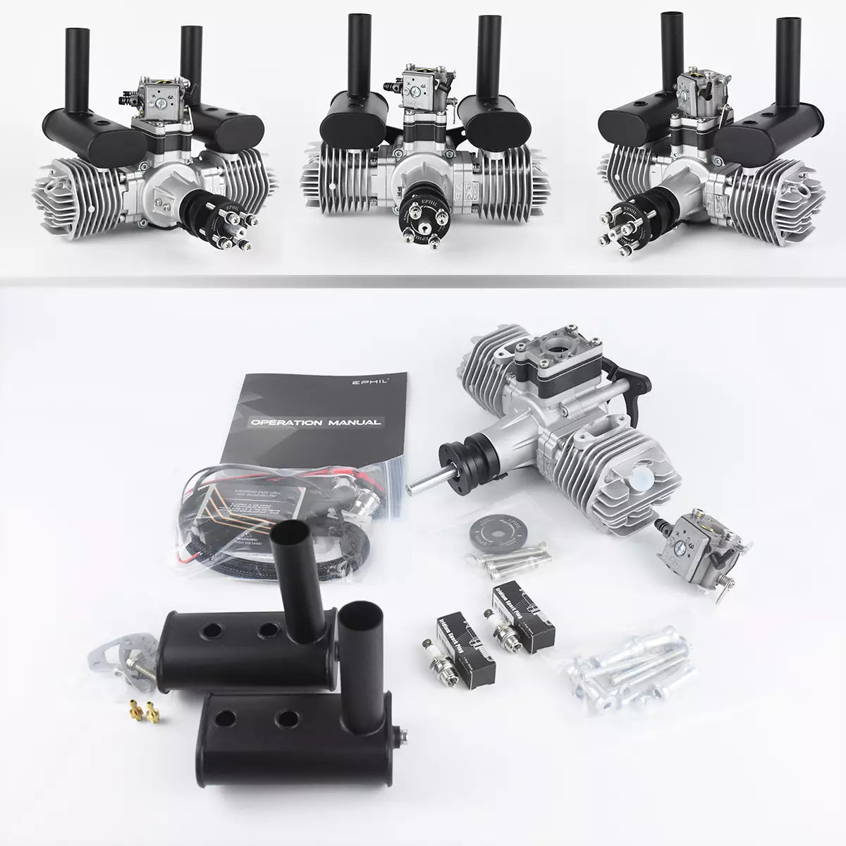 EPHIL X-Series Model Aircraft Gasoline Engine with Electric Starter Single/Twin Cylinder Side/Rear Type