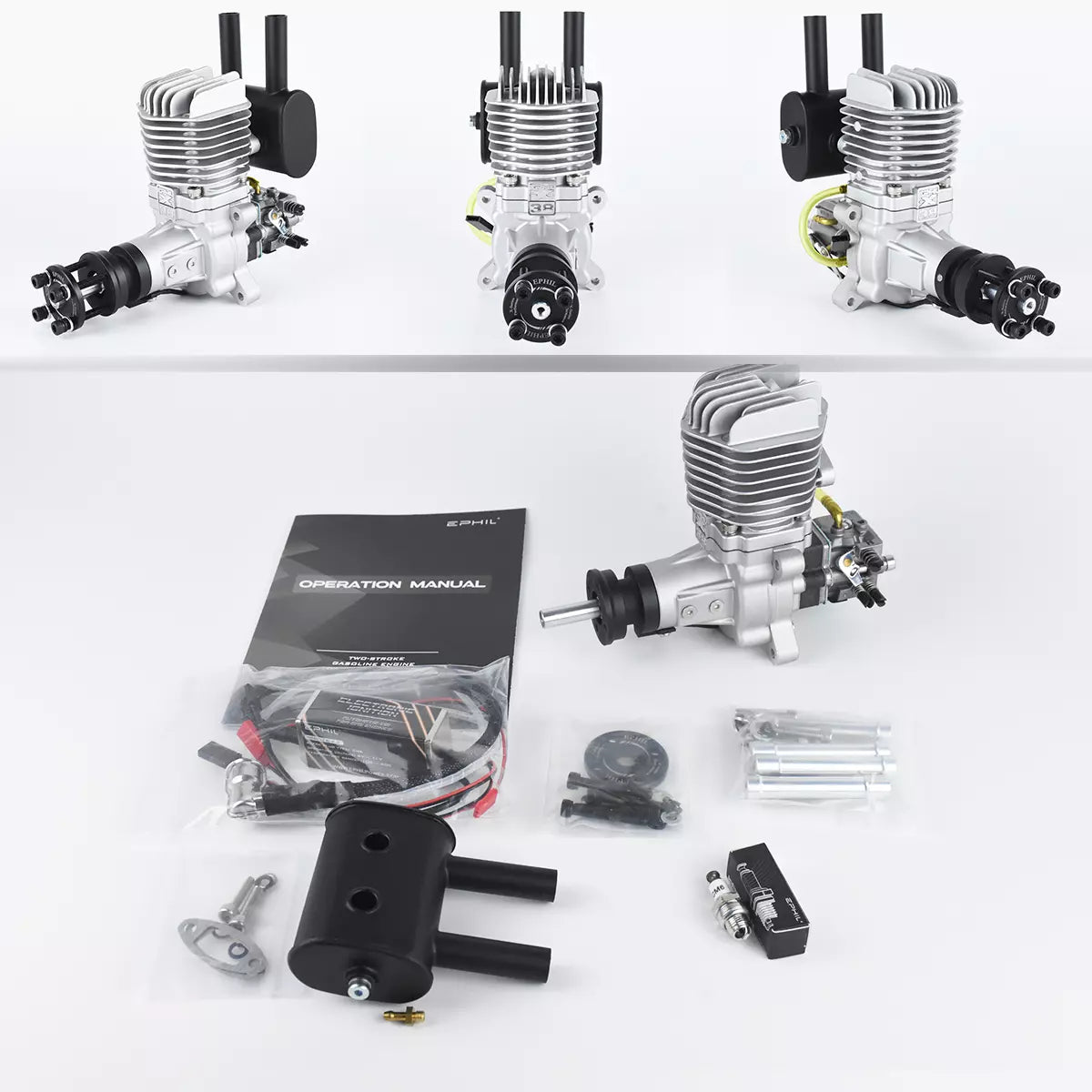 EPHIL X-Series Model Aircraft Gasoline Engine with Electric Starter Single/Twin Cylinder Side/Rear Type