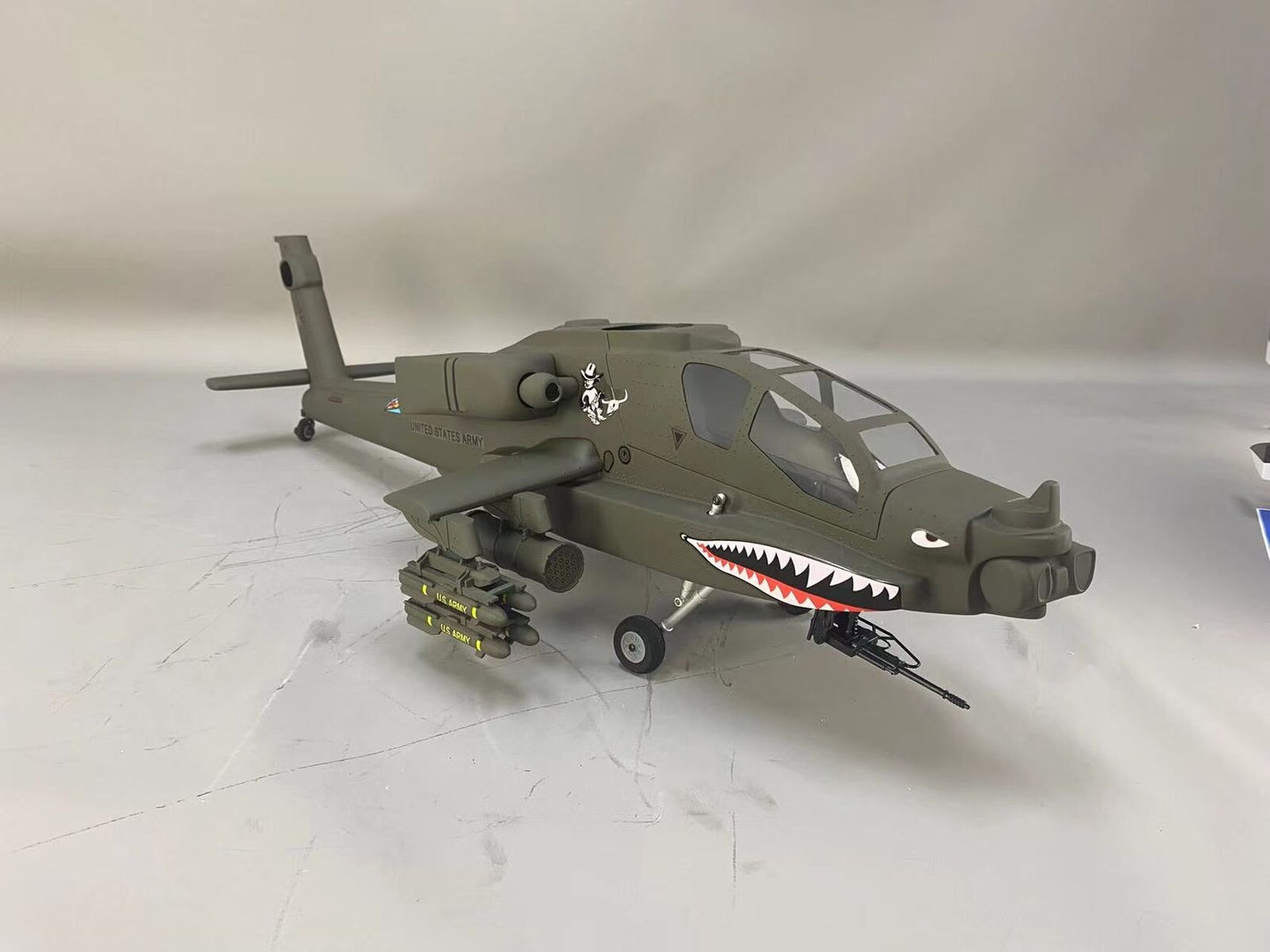 500 Military Drab AH-64 RC Helicopter Fuselage 500 Size Green Painting Apache