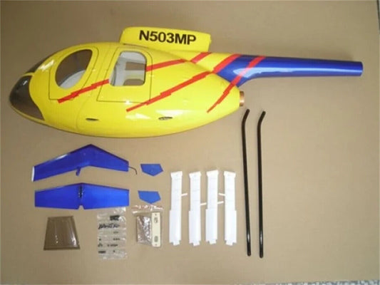 Roban Fuselage 500Size MD-500D RC Helicopter Fuselage in G-Jive Design N503MP Yellow Blue