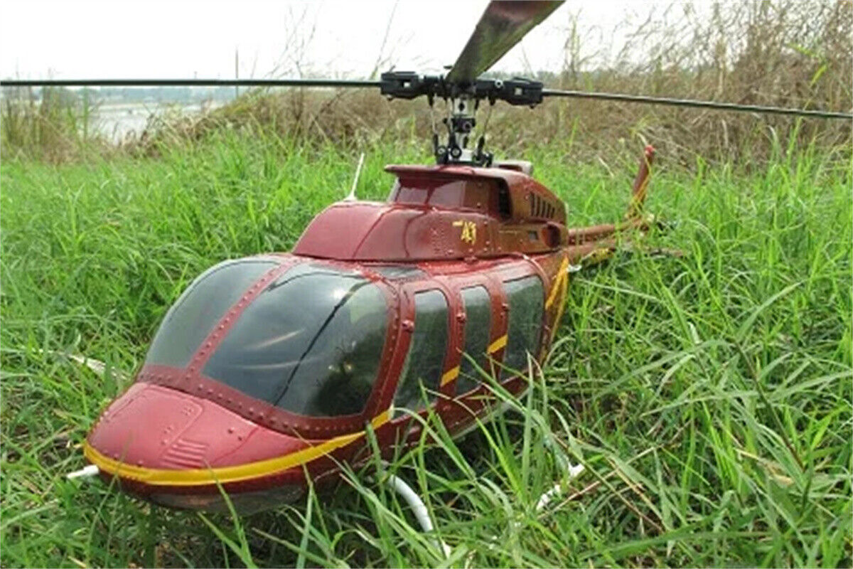 470 Red Gold RC Helicopter Fuselage B 407 ARF Kit Version Take Off