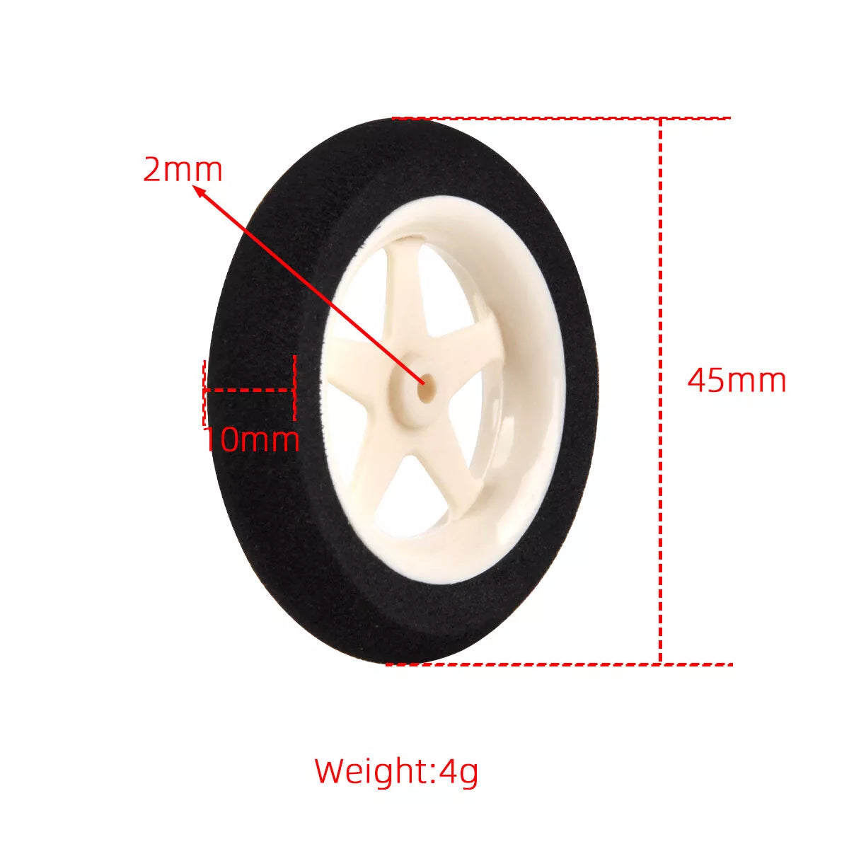 1 Piece Lightweight Foam Tail Sponge Wheel 45mm for RC Mini Model Airplanes