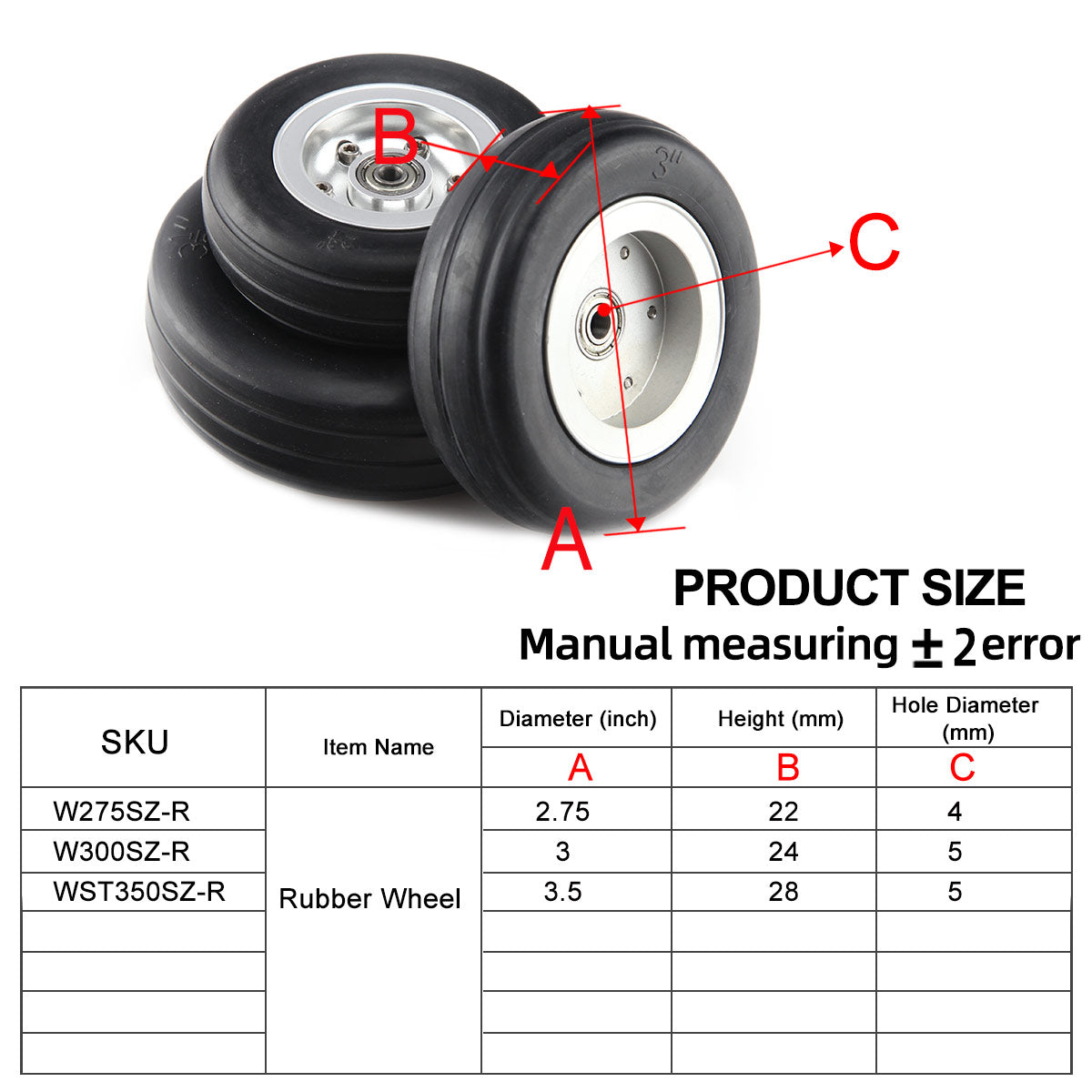 1 pair 1~5inchPU wheel with Dia-Casting Aluminum Hub