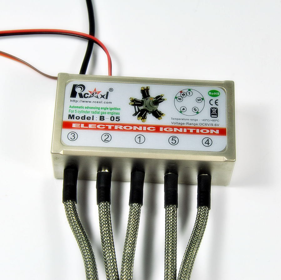 Rcexl 5 Cylinder Radial Engine Ignition CDI for NGK CM6-10mm 120° w/ Hall sensor