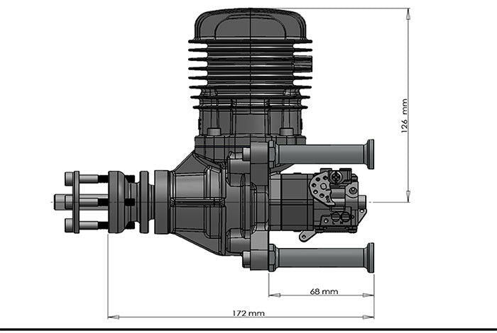 DLE 61CC Gas Engine Single Cylinder Two Stroke Side Exhaust with CDI & Muffler