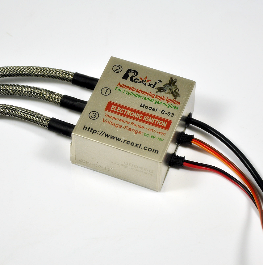 Rcexl 3 Cylinder Radial Engine Ignition CDI for NGK ME-8 1/4 -32 90 Degree 6-12V