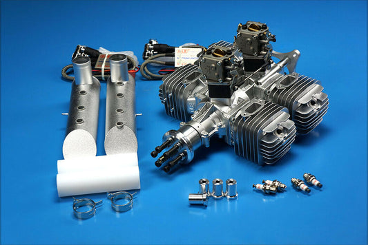 DLE 222CC Gas Engine Four Cylinder Two Stroke Side Exhaust with CDI & Muffler