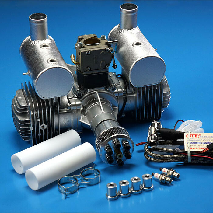 DLE 170CC Gas Engine Twin Cylinder Two Stroke Side Exhaust with CDI & Muffler