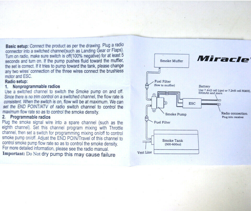 Miracle Smoke Pump with Brushless Motor & ESC for RC Gas Engine Airplane