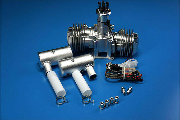 DLE 170CC Gas Engine Twin Cylinder Two Stroke Side Exhaust with CDI & Muffler