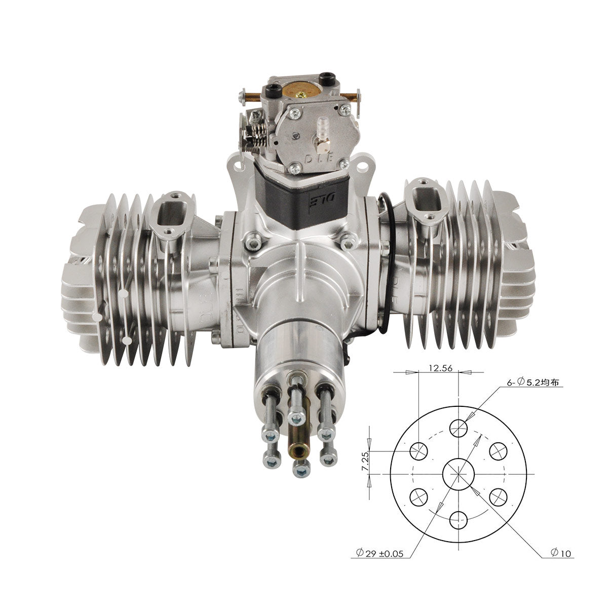 DLE 111CC Two Stroke Side Exhaust Gasoline Engine W/ Electric Ignition & Muffler