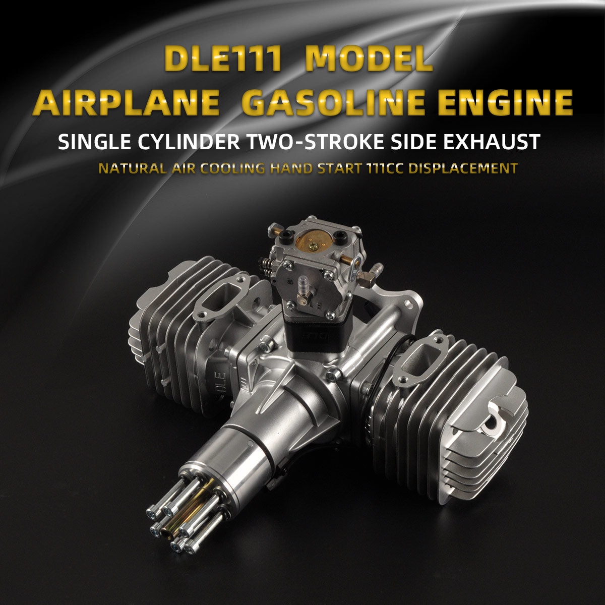 DLE 111CC Two Stroke Side Exhaust Gasoline Engine W/ Electric Ignition & Muffler