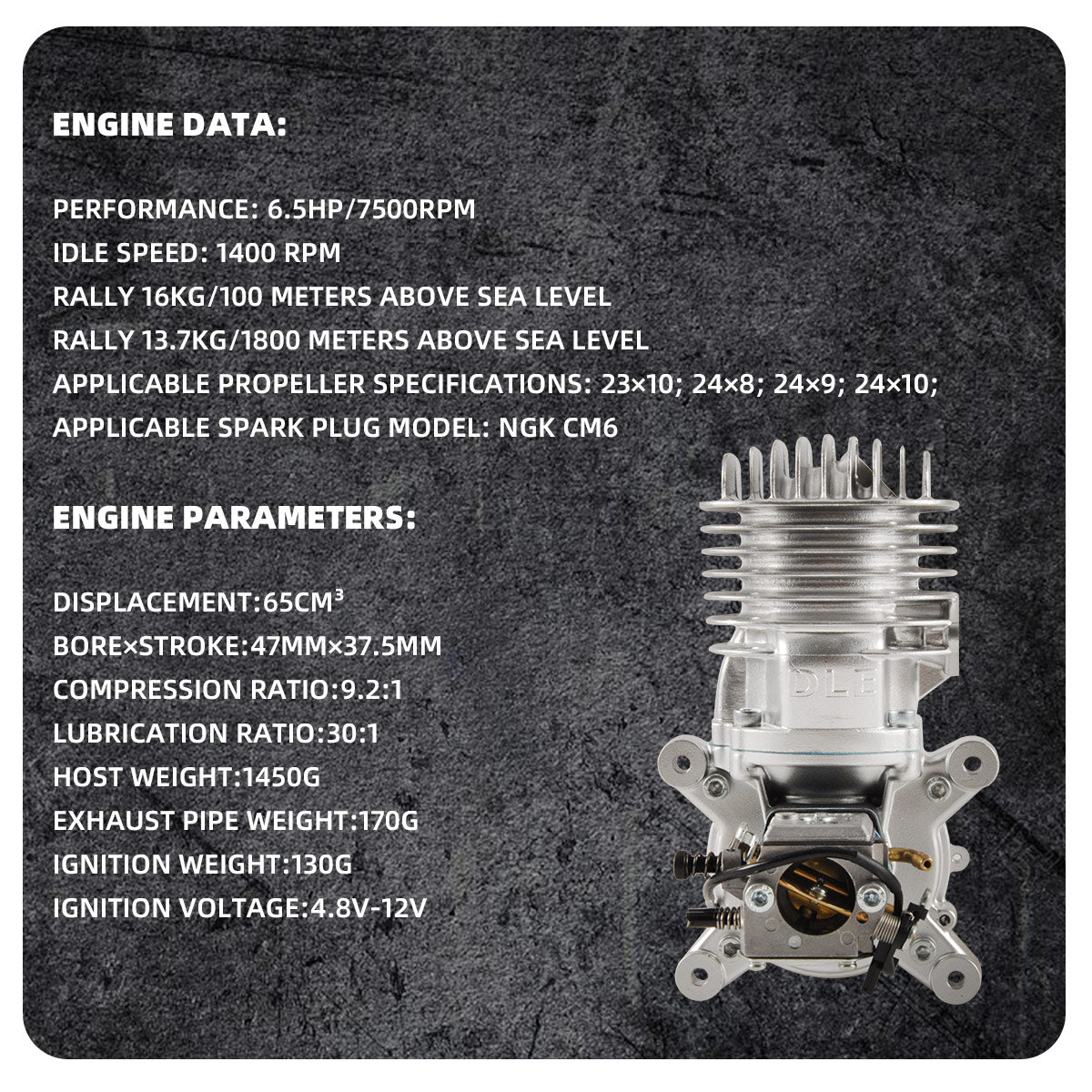DLE 65CC Gasoline Engine for RC Model Airplane Single Cylinder Two Stroke