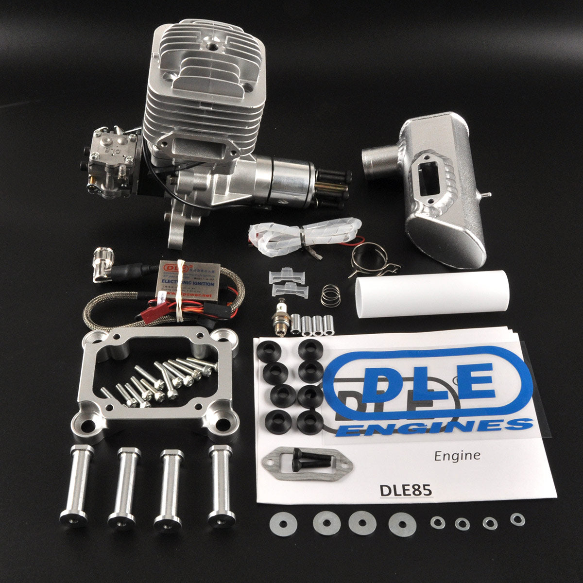 DLE 85CC Gas Engine Single Cylinder Two Stroke Side Exhaust with CDI & Muffler