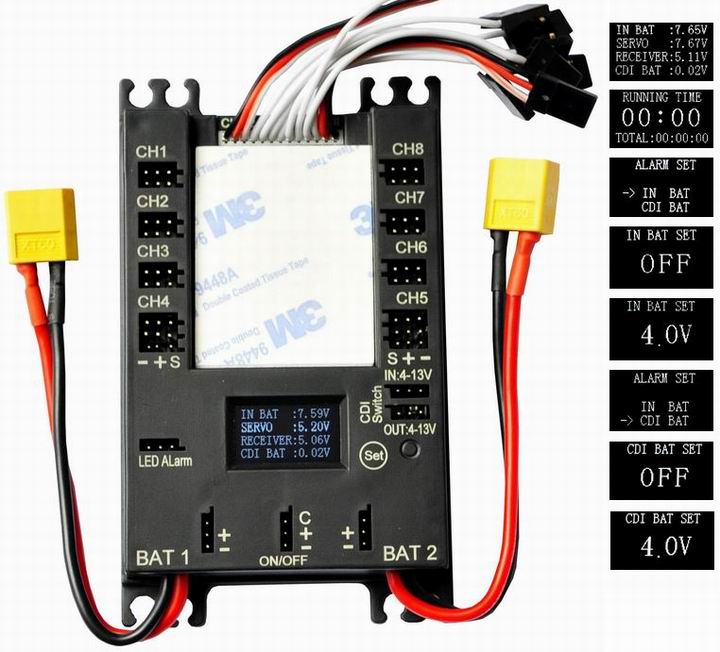 Power Mini DP Pro 9 Channels  Servo Section Board Power Box with BEC for Gas Plane