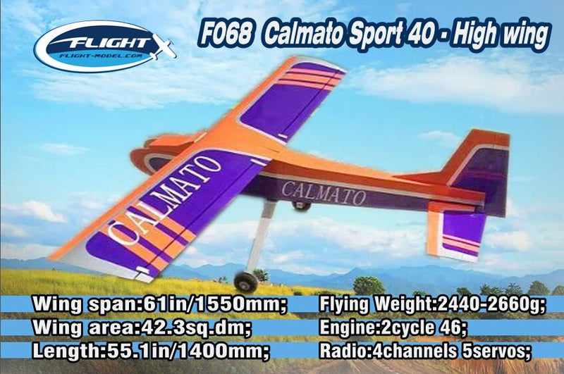 Flight Calmato Sport 40 High-Wing 61inch 46E Wooden Remote Control Trainer Airplane