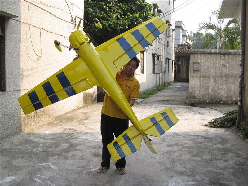 Wood RC Fixed Wing Gas Airplane 88.9in/2260mm SU-26 50cc 3D Aerobatic Wooden Flight Model Yellow ARF