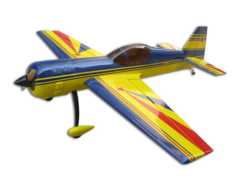 Wood RC Fixed Wing Gas Airplane 88.9in/2260mm SU-26 50cc 3D Aerobatic Wooden Flight Model Yellow ARF