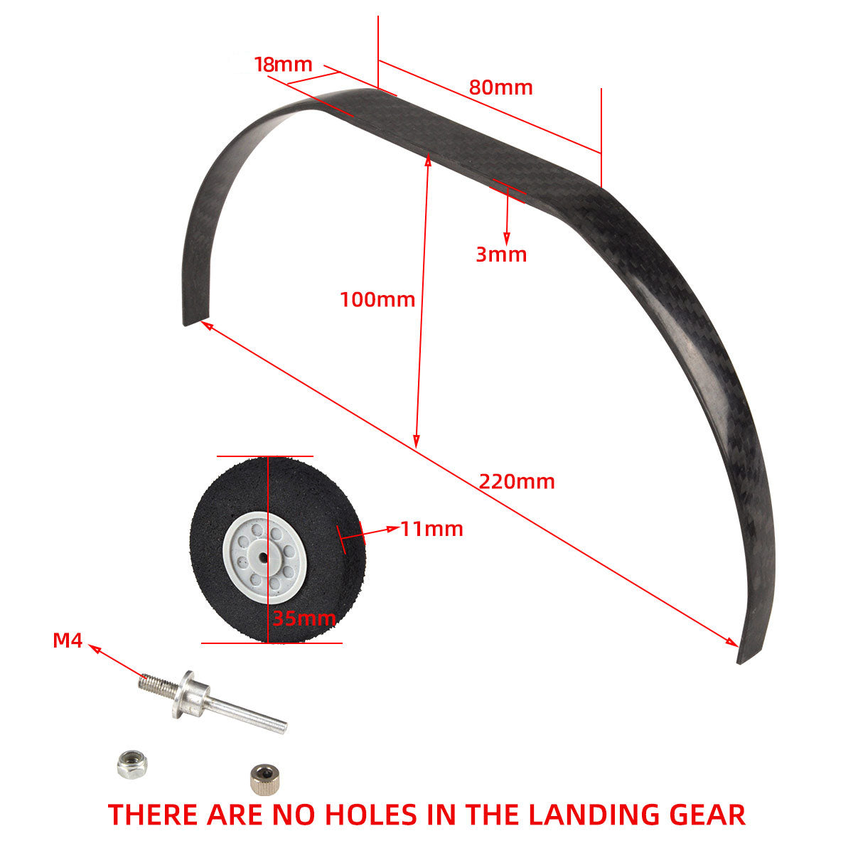 1 Set Carbon Fiber 300# 20E 80E 70E 75E 30E Landing Gear Undercarriage Wheel Kit DIY Parts for RC Airplane Model