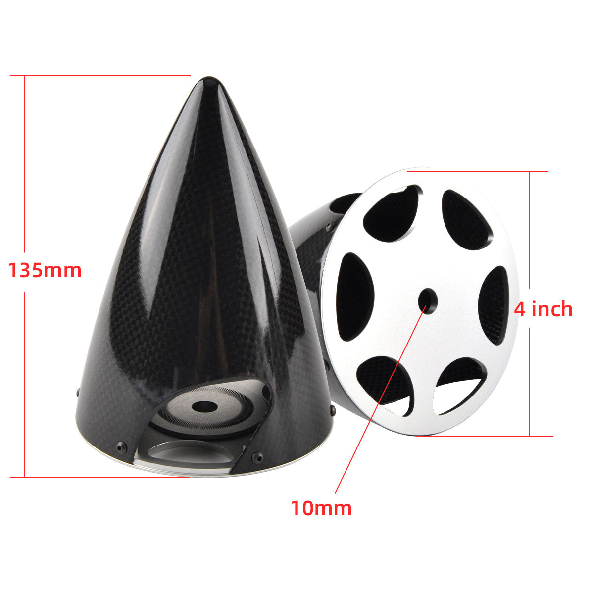 Sharp Cone Carbon Fiber Spinner W/ CNC Back Plate ( 3~6inch )