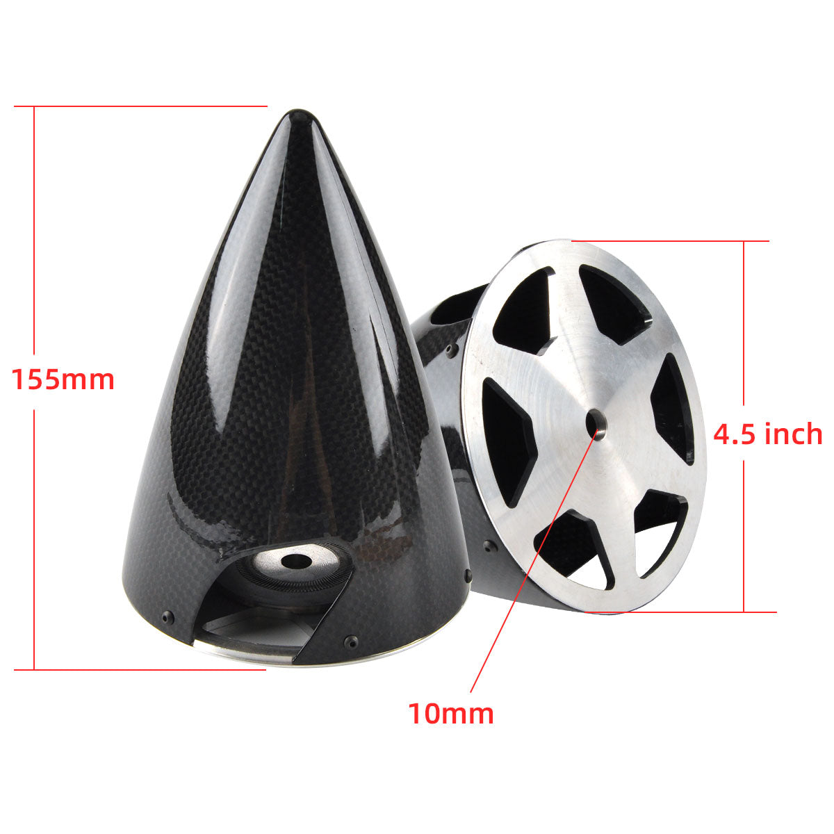 Sharp Cone Carbon Fiber Spinner W/ CNC Back Plate ( 3~6inch )