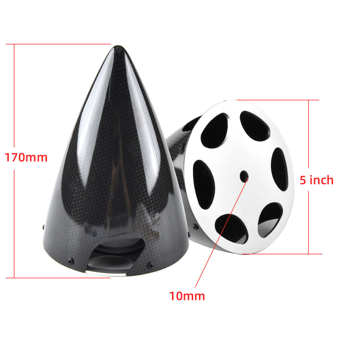 Sharp Cone Carbon Fiber Spinner W/ CNC Back Plate ( 3~6inch )