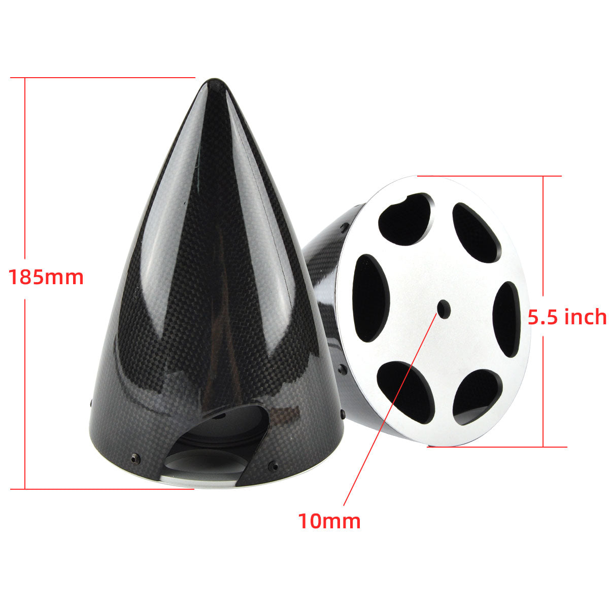 Sharp Cone Carbon Fiber Spinner W/ CNC Back Plate ( 3~6inch )