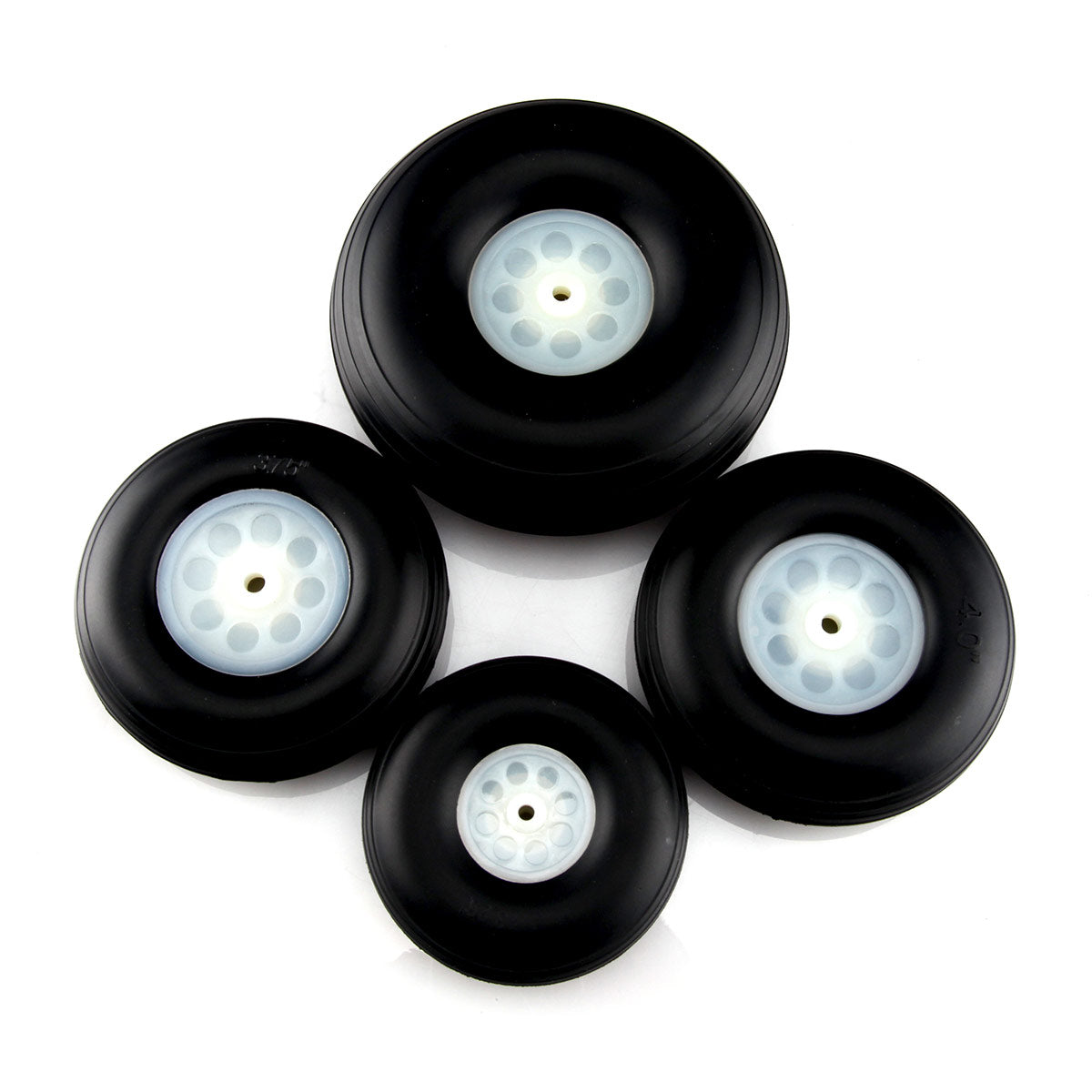1 Pair PU Wheels Tires with Plastic Hub 1 inch to 7 inch  for RC Airplane Model