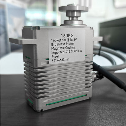 160kg High Torque Brushless Servo Motor Stainless Steel Gears Aluminum Alloy Case 150HV IP56 Waterproof Servo for RC Aircraft, Drones, Cars, Boats