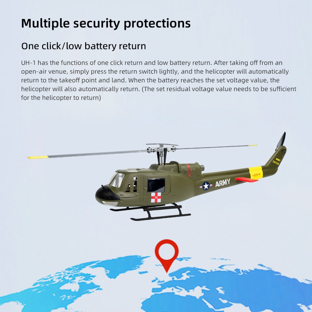 FLYWING UH-1 V4 2-Blades Helicopter M10N GPS Hovering Module 10 Channel Transmitter RTF Version