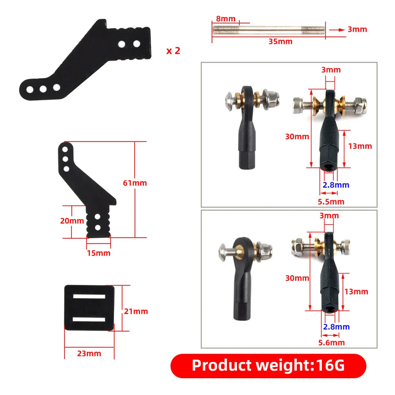 1 Set Steering Arms Rudder Angle Piece Servo Push Rod Joint for RC Model Airplane