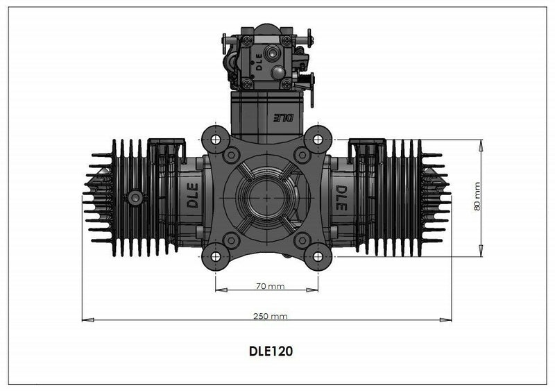 DLE 120CC Twin Cylinder Two Stroke Side Exhaust Gasoline Engine for RC Airplane