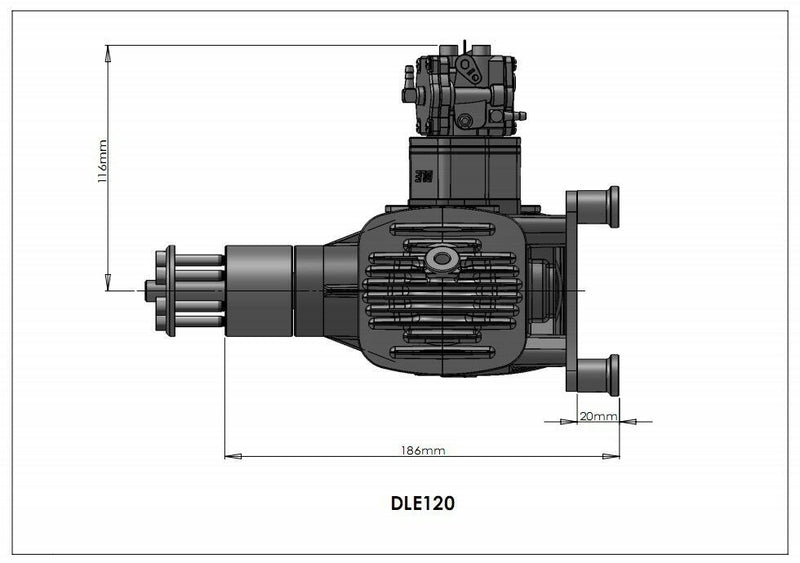 DLE 120CC Twin Cylinder Two Stroke Side Exhaust Gasoline Engine for RC Airplane